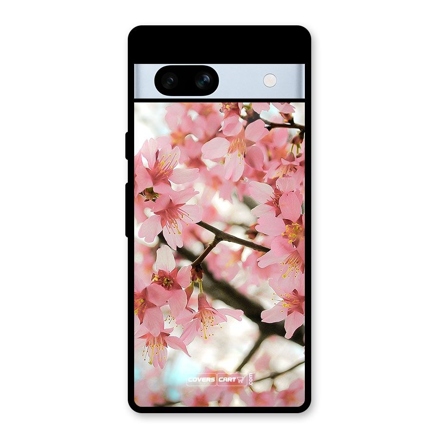 Peach Floral Glass Back Case for Google Pixel 7a