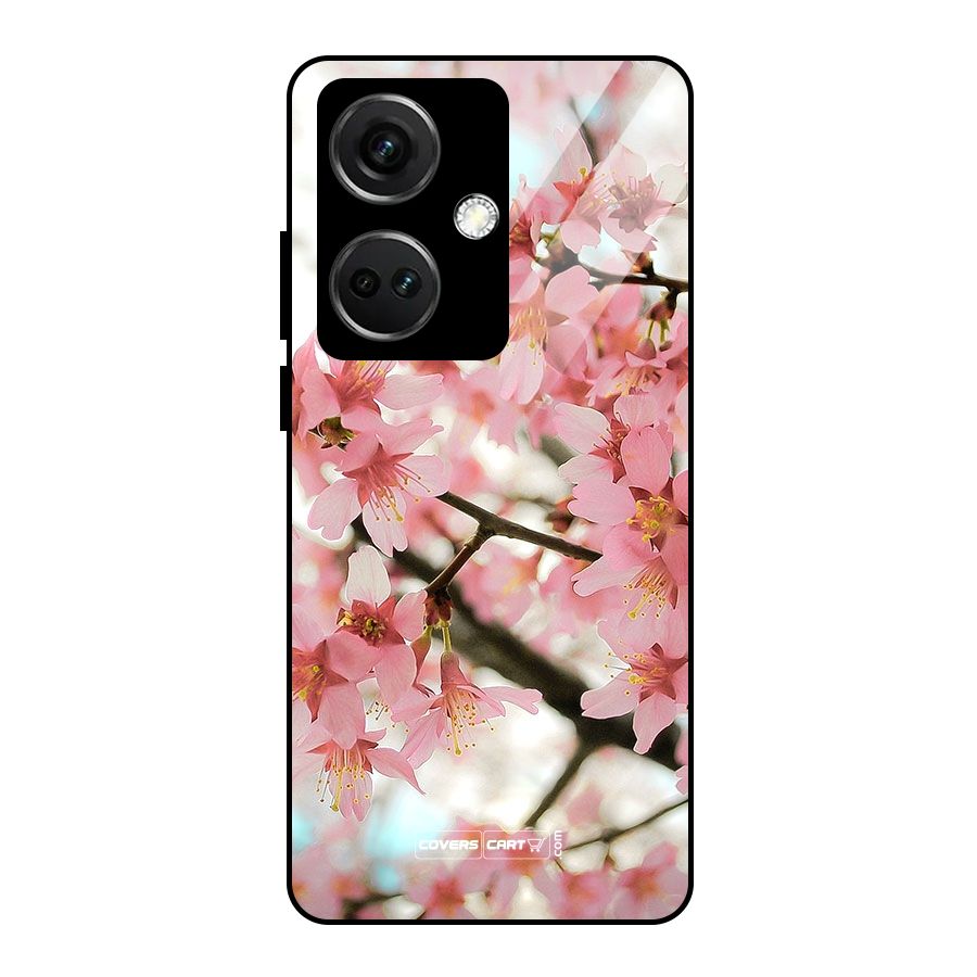 Peach Floral Glass Back Case for OnePlus Nord CE 3 5G