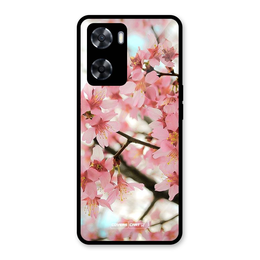 Peach Floral Glass Back Case for OnePlus Nord N20 SE