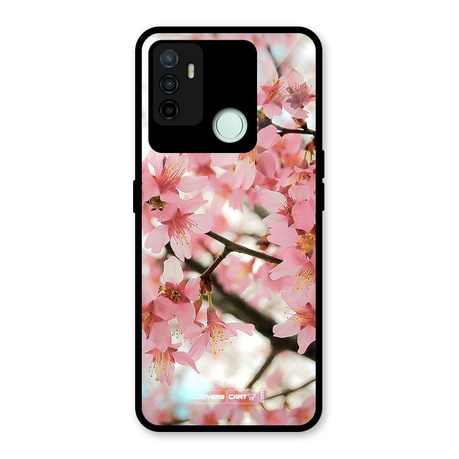 Peach Floral Glass Back Case for Oppo A53