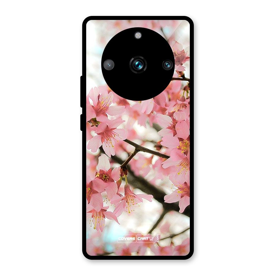 Peach Floral Glass Back Case for Realme 11 Pro