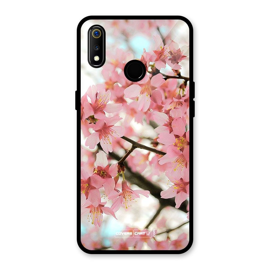 Peach Floral Glass Back Case for Realme 3i
