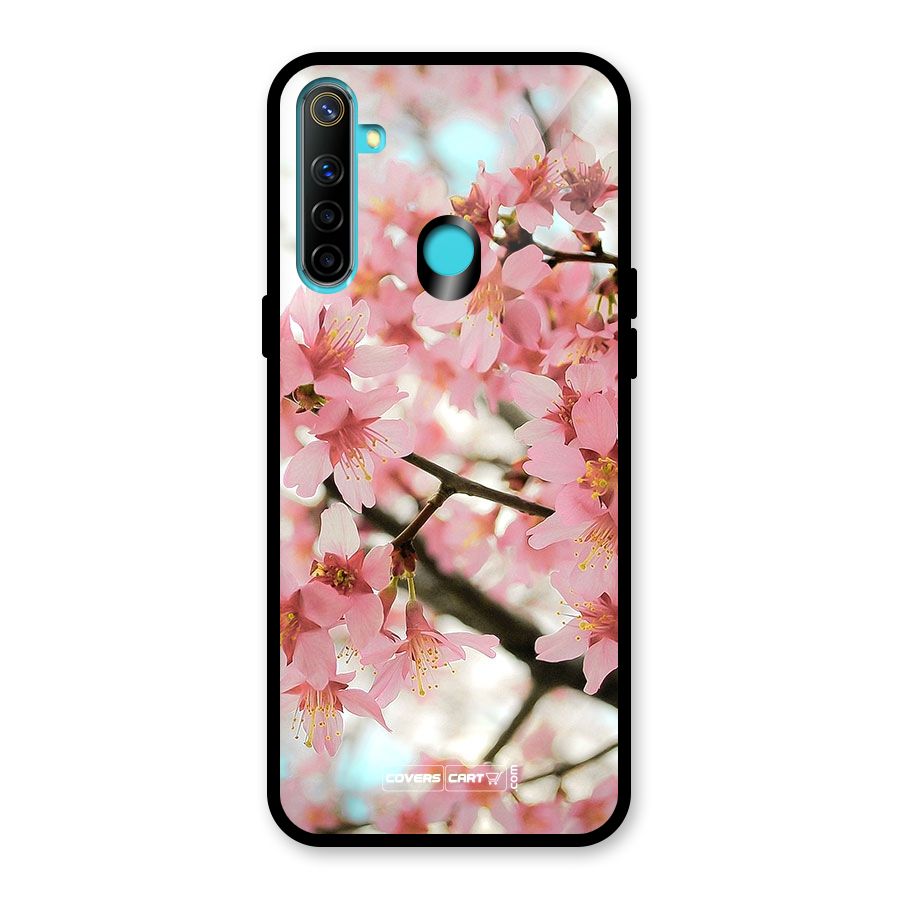 Peach Floral Glass Back Case for Realme 5