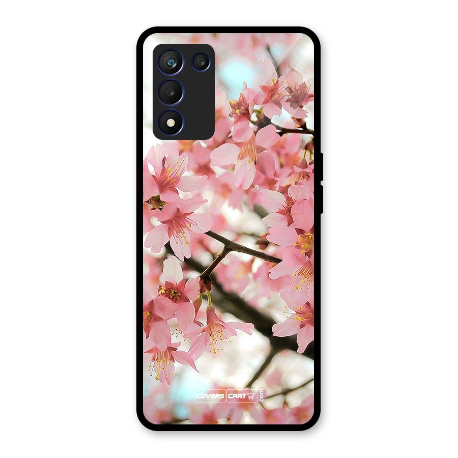 Peach Floral Glass Back Case for Realme 9 5G Speed