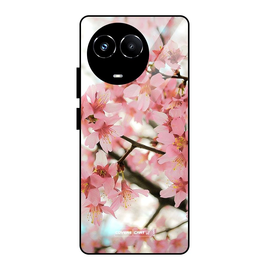 Peach Floral Glass Back Case for Realme Narzo 60X