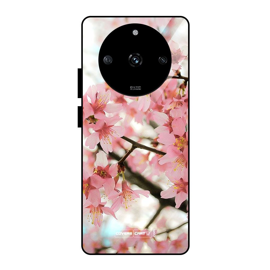 Peach Floral Glass Back Case for Realme Narzo 60 5G