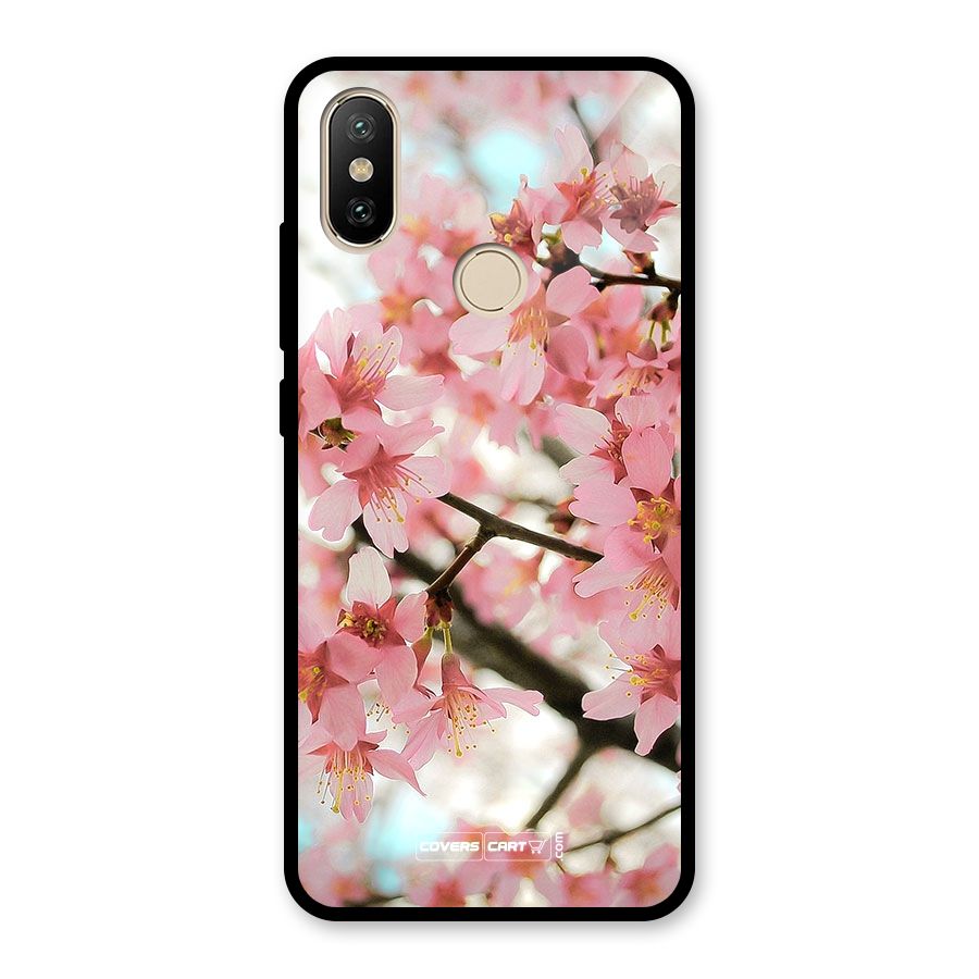 Peach Floral Glass Back Case for Redmi A2