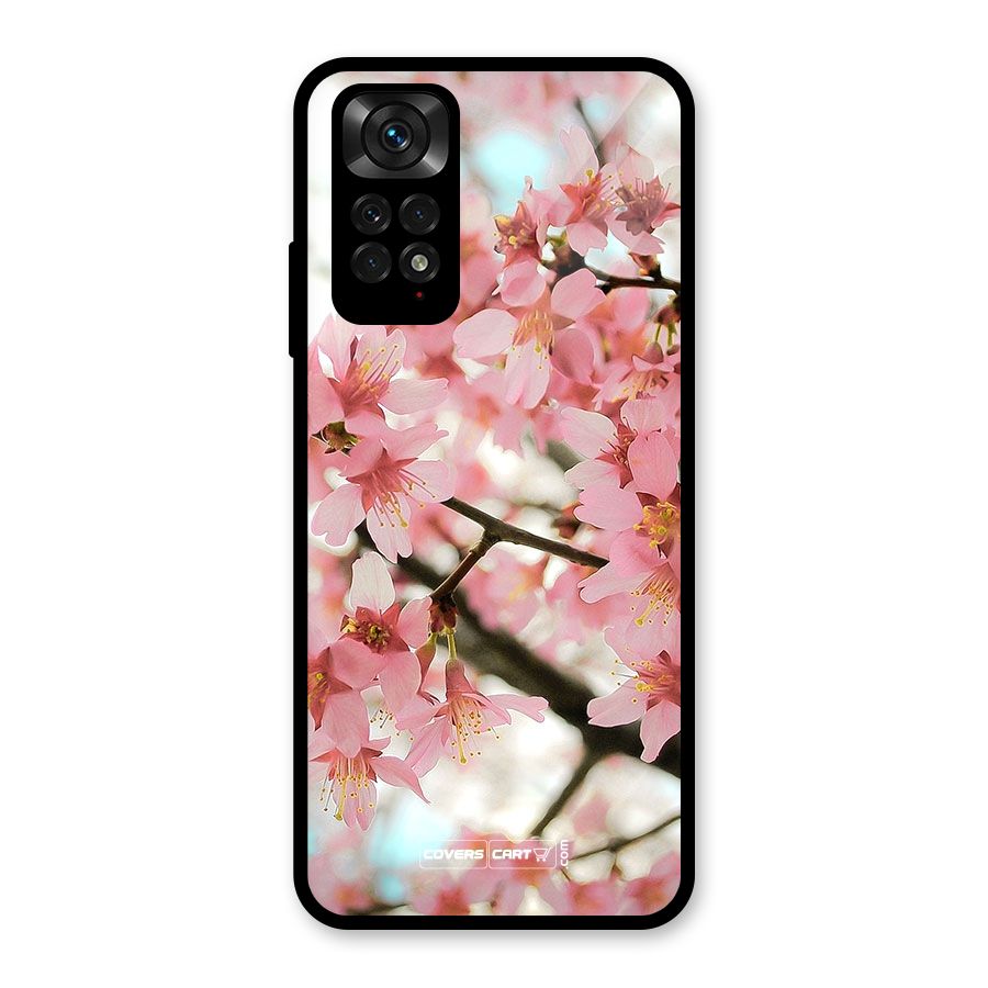 Peach Floral Glass Back Case for Redmi Note 11S