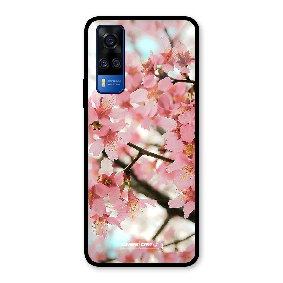 Peach Floral Glass Back Case for Vivo Y31