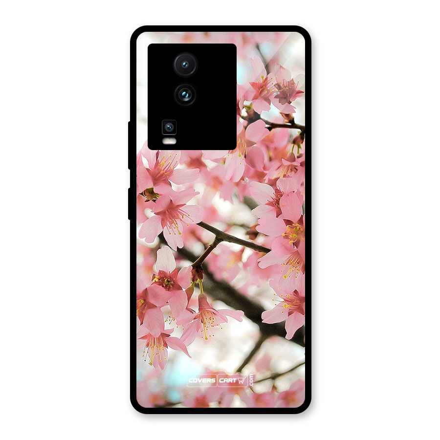 Peach Floral Glass Back Case for Vivo iQOO Neo 7