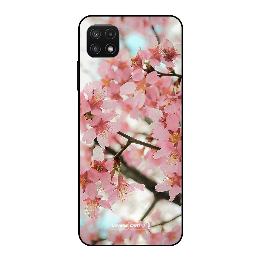 Peach Floral Metal Back Case for Galaxy A22 5G