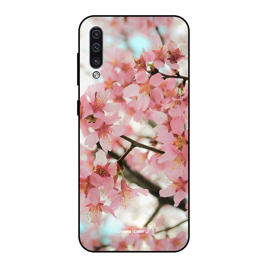 Peach Floral Metal Back Case for Galaxy A30s