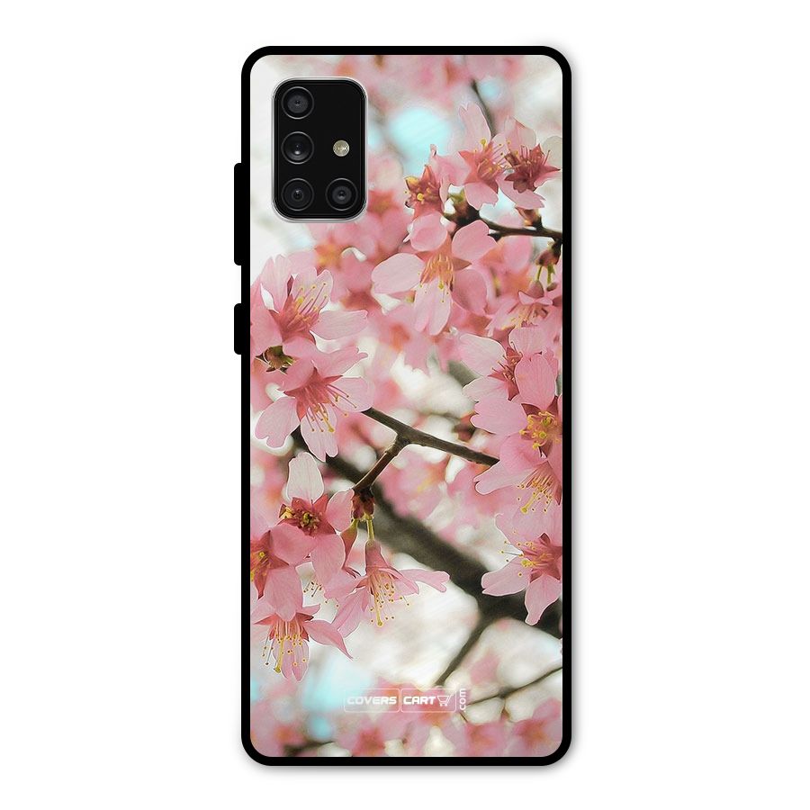 Peach Floral Metal Back Case for Galaxy A71