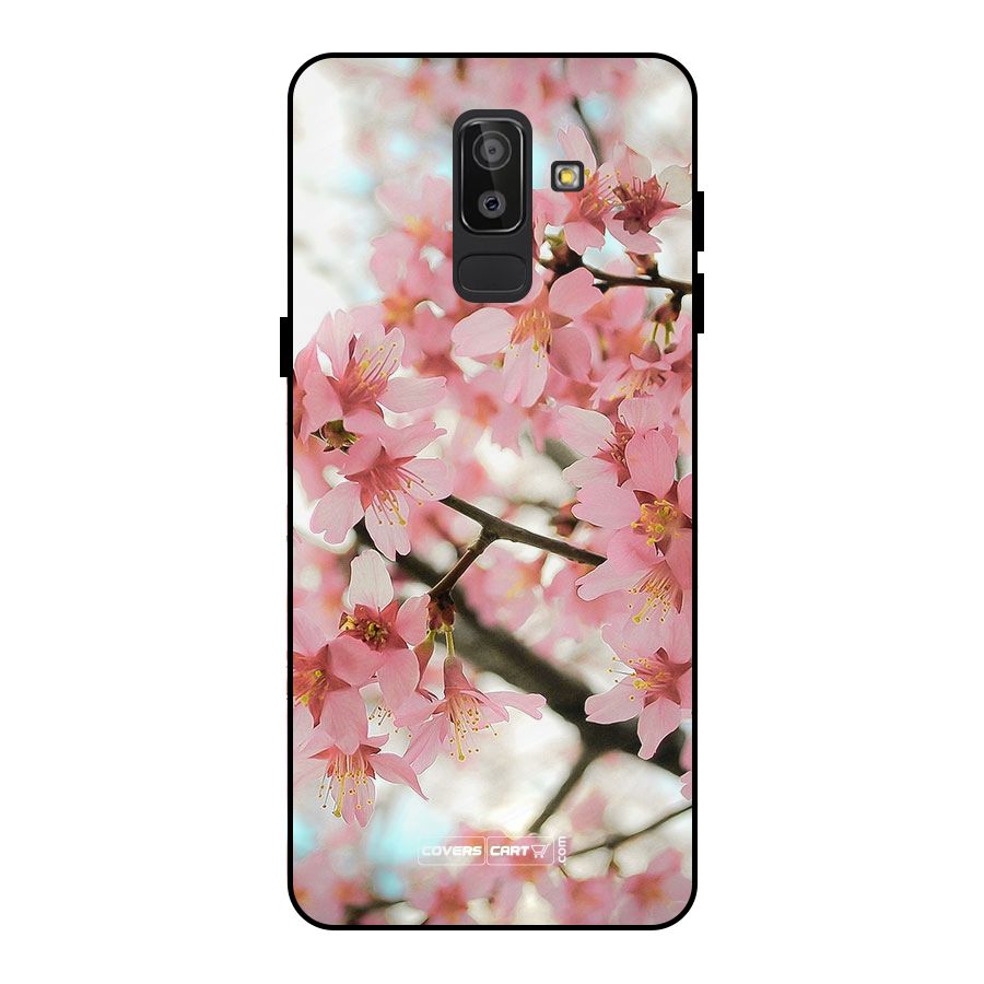 Peach Floral Metal Back Case for Galaxy J8
