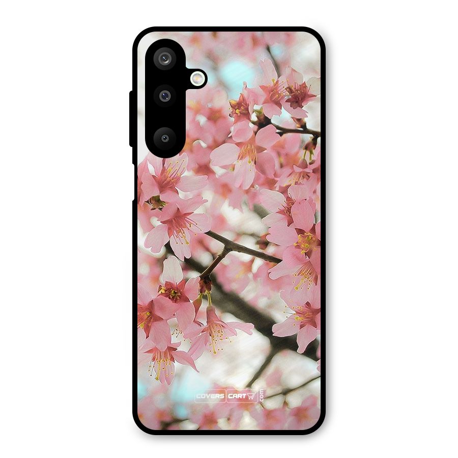 Peach Floral Metal Back Case for Galaxy M16