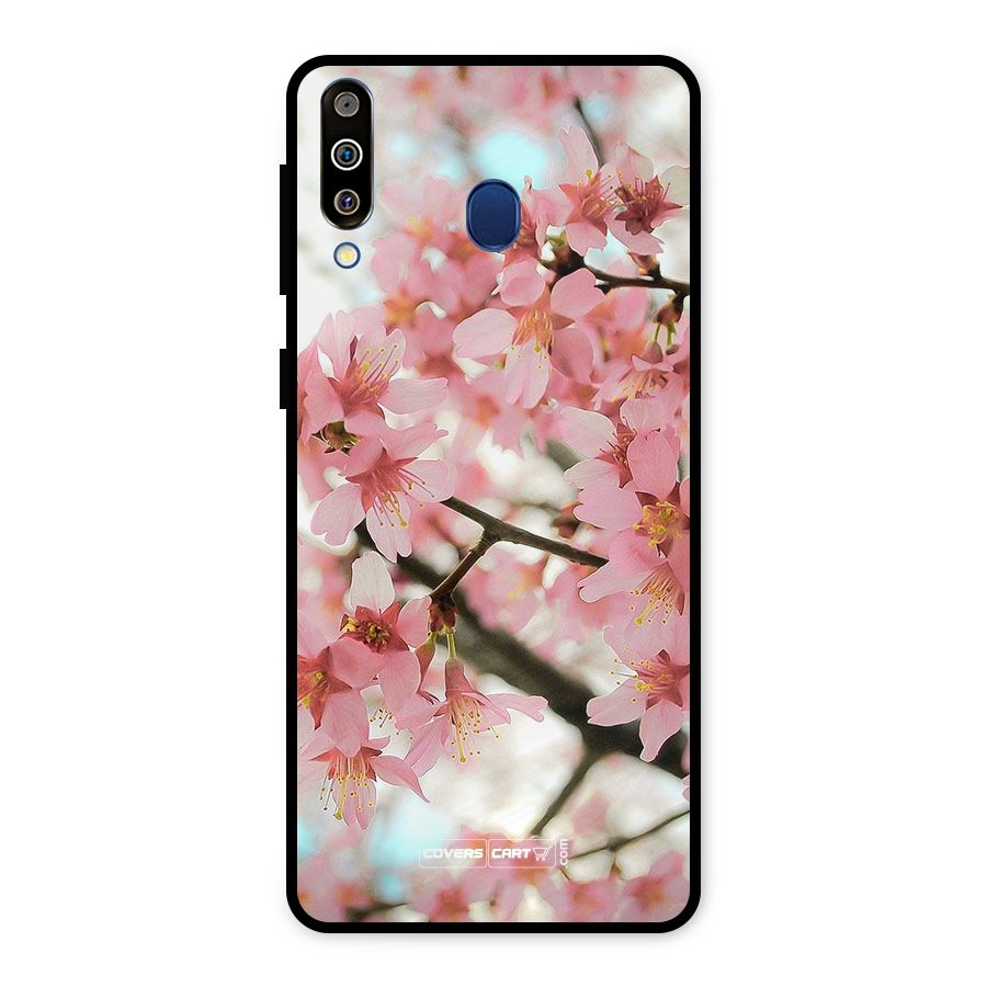 Peach Floral Metal Back Case for Galaxy M30