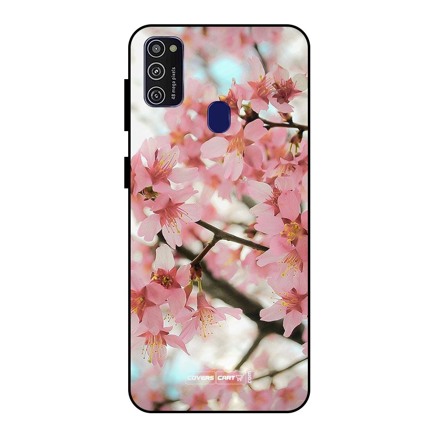 Peach Floral Metal Back Case for Galaxy M30s