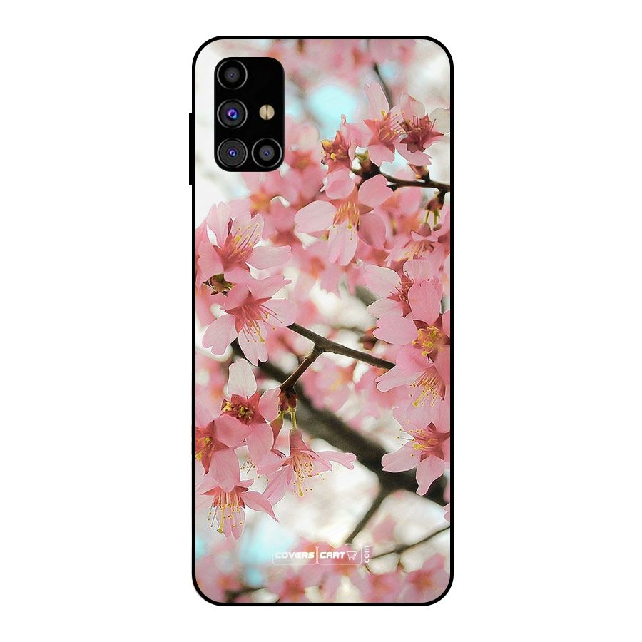 Peach Floral Metal Back Case for Galaxy M31s