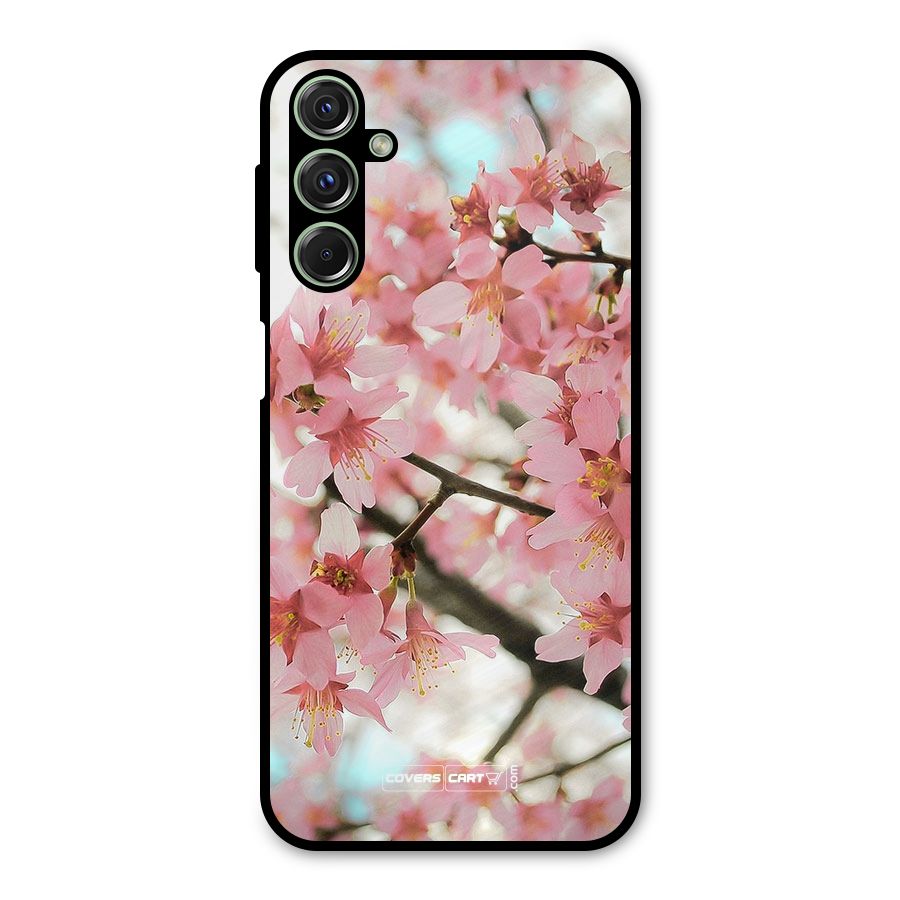 Peach Floral Metal Back Case for Galaxy M34