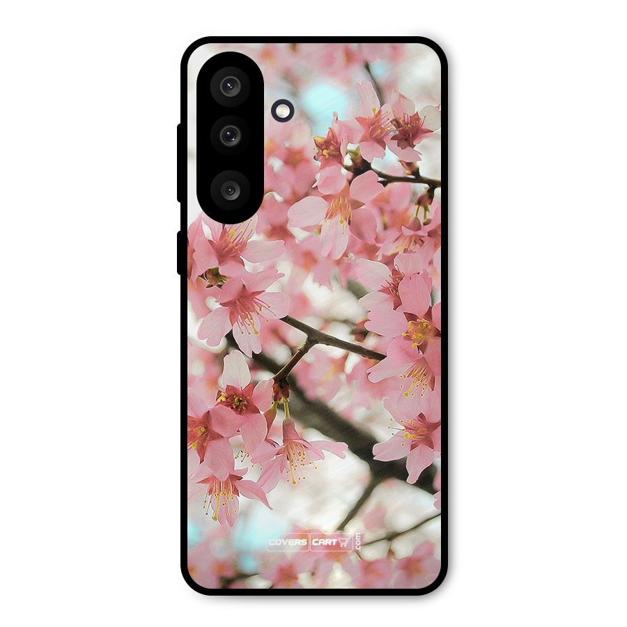 Peach Floral Metal Back Case for Galaxy M56