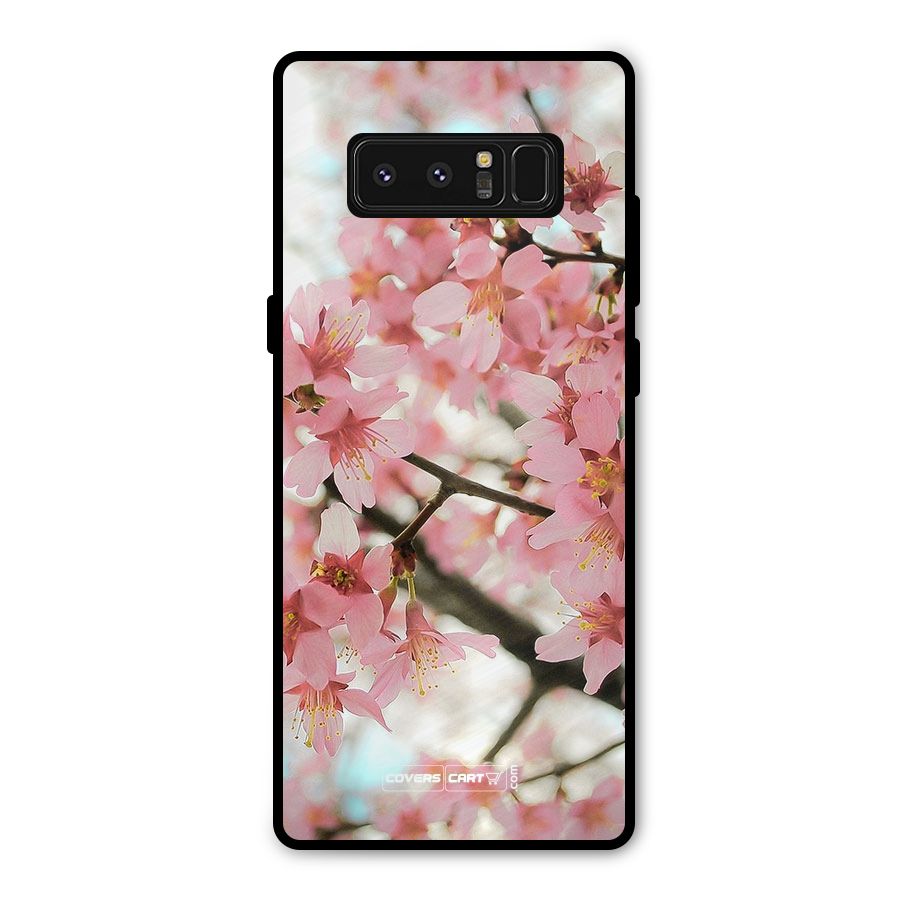 Peach Floral Metal Back Case for Galaxy Note 8