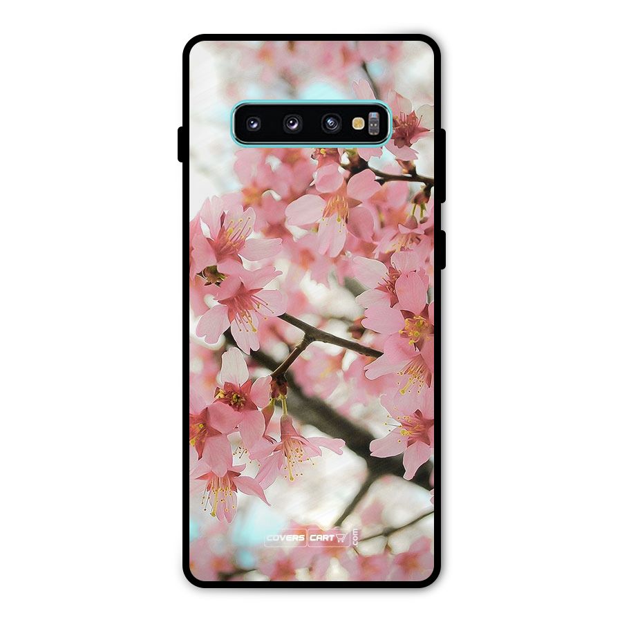 Peach Floral Metal Back Case for Galaxy S10 Plus