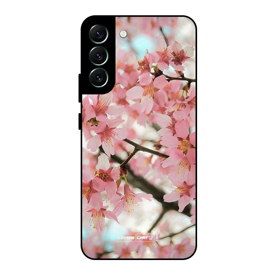 Peach Floral Metal Back Case for Galaxy S22 Plus 5G