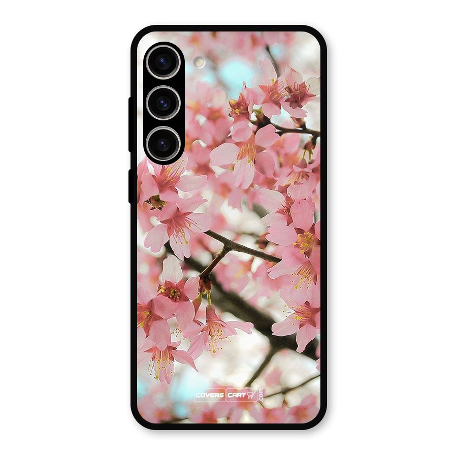 Peach Floral Metal Back Case for Galaxy S23 Plus