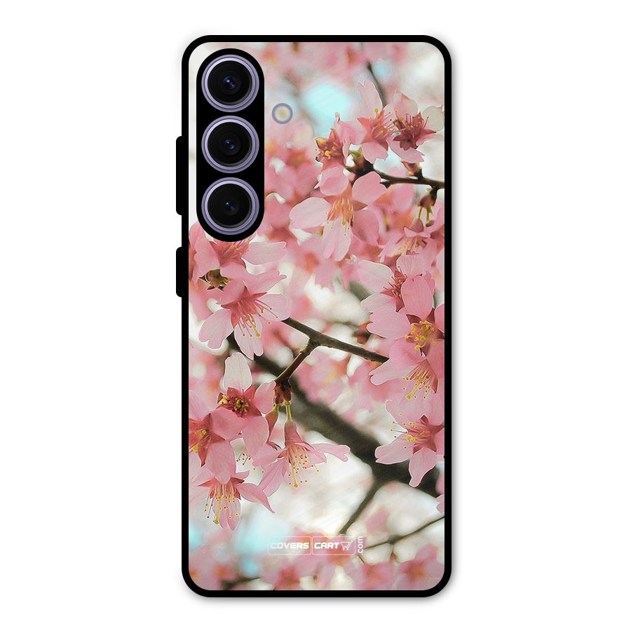Peach Floral Metal Back Case for Galaxy S24