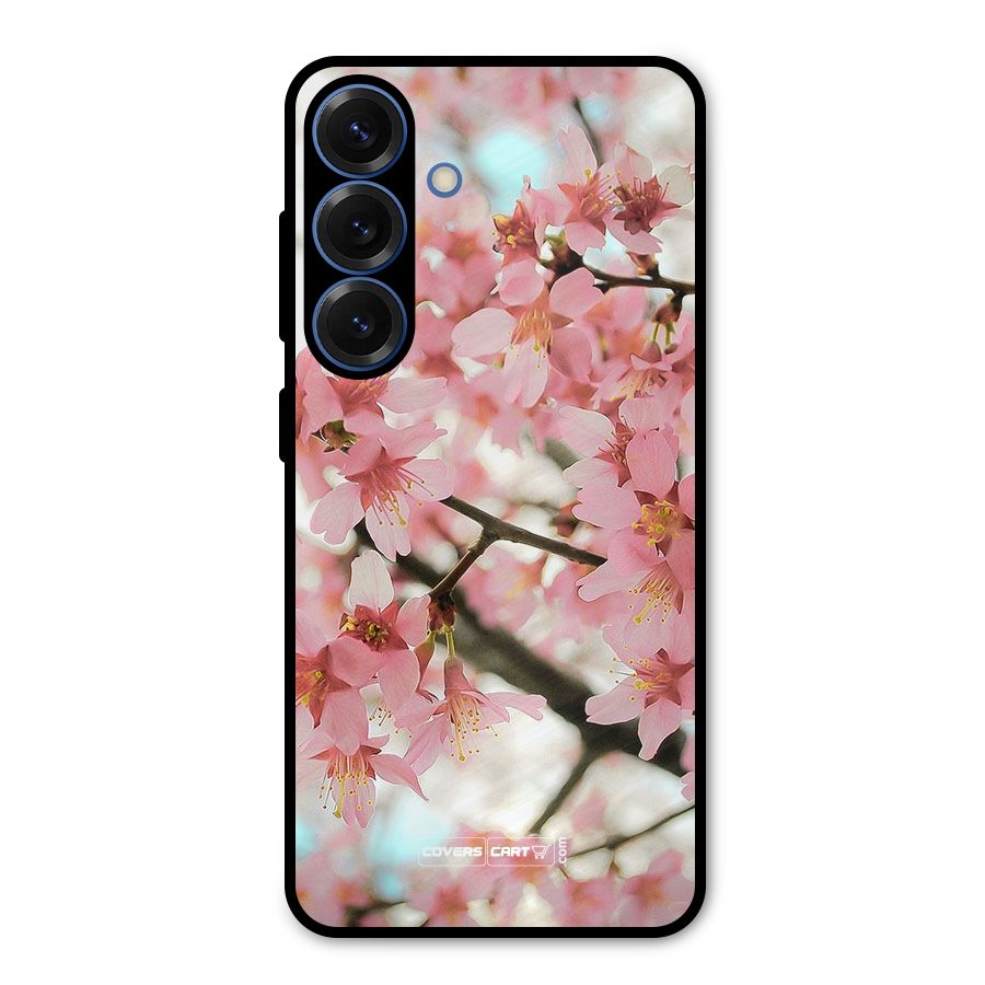 Peach Floral Metal Back Case for Galaxy S25