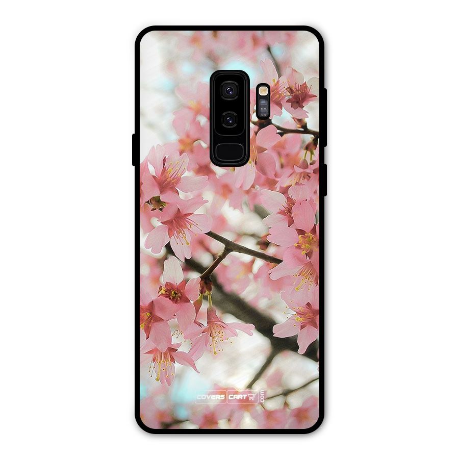Peach Floral Metal Back Case for Galaxy S9 Plus
