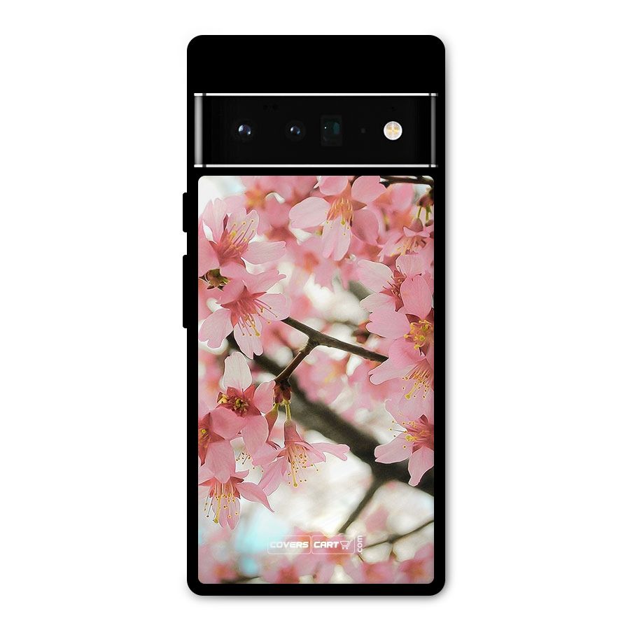 Peach Floral Metal Back Case for Google Pixel 6 Pro