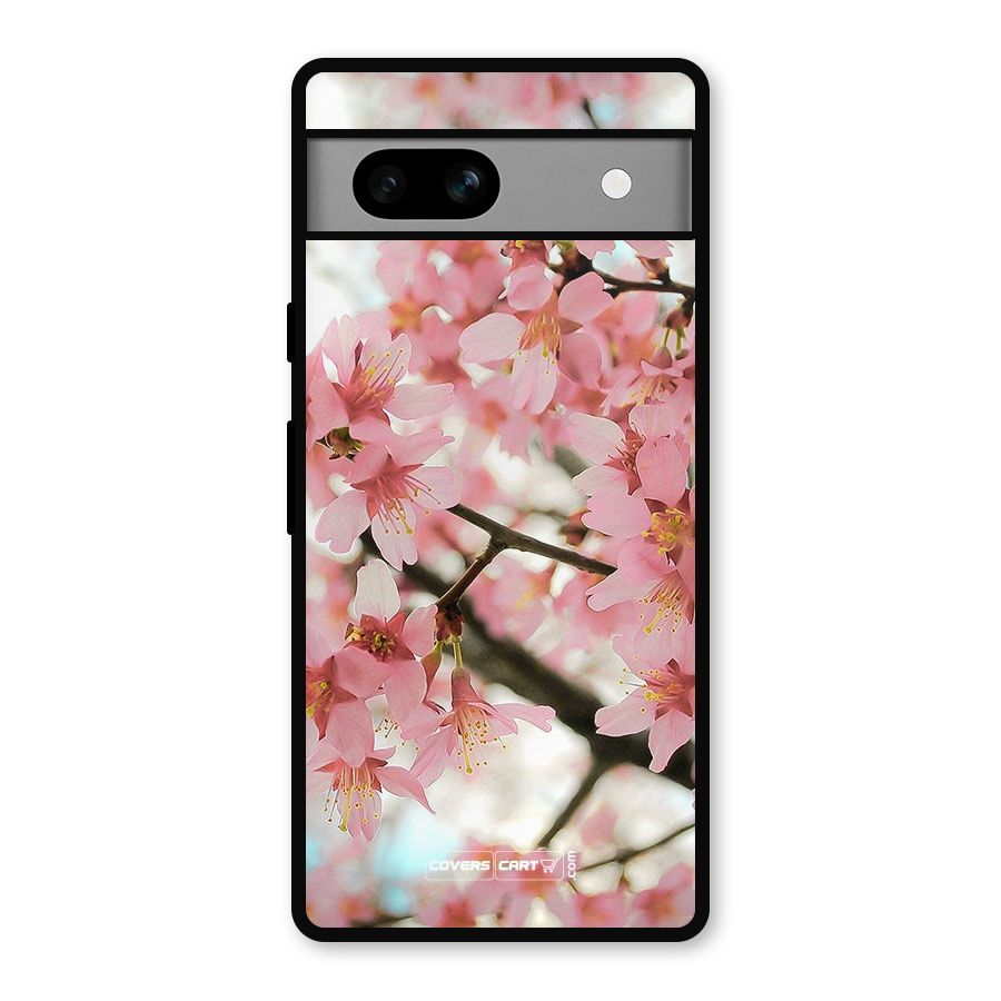 Peach Floral Metal Back Case for Google Pixel 7a