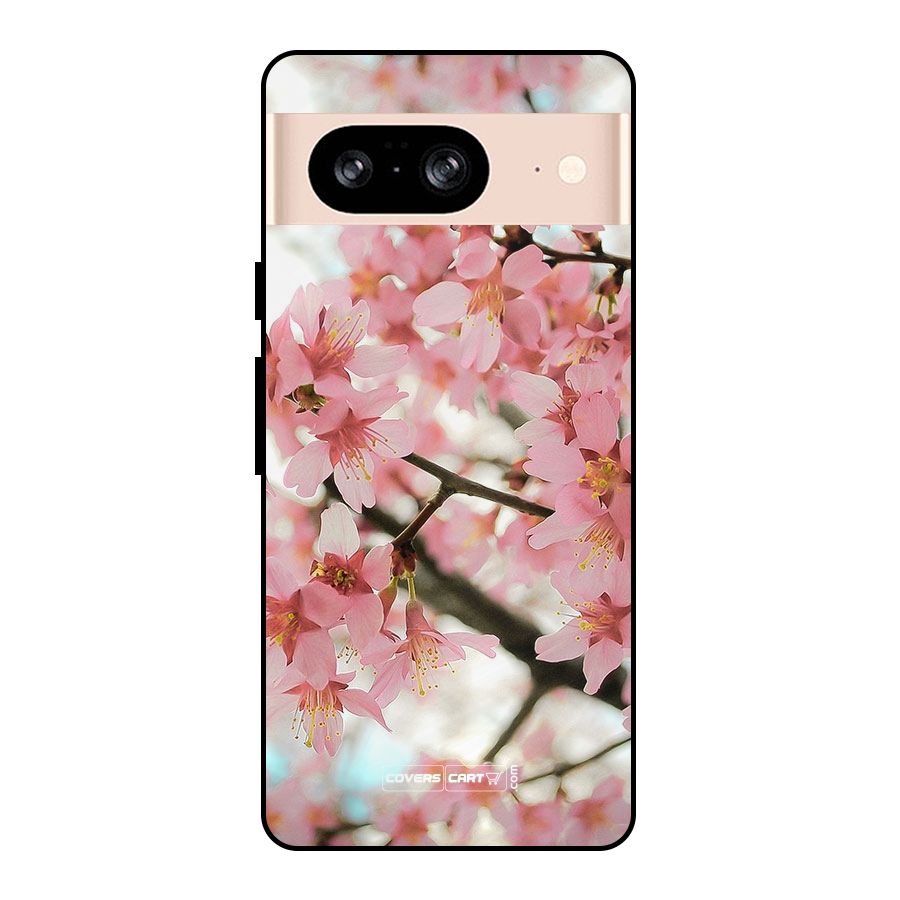 Peach Floral Metal Back Case for Google Pixel 8