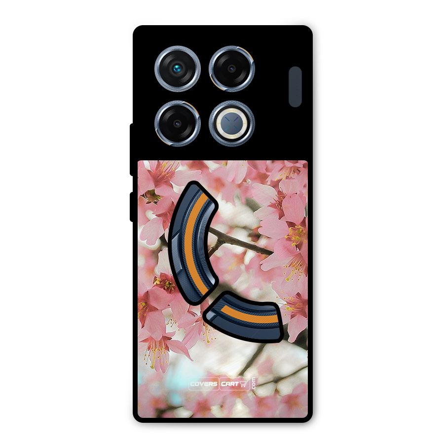 Peach Floral Metal Back Case for Infinix GT 20 Pro