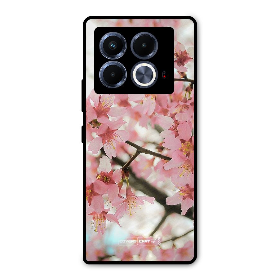 Peach Floral Metal Back Case for Infinix Note 40 5G