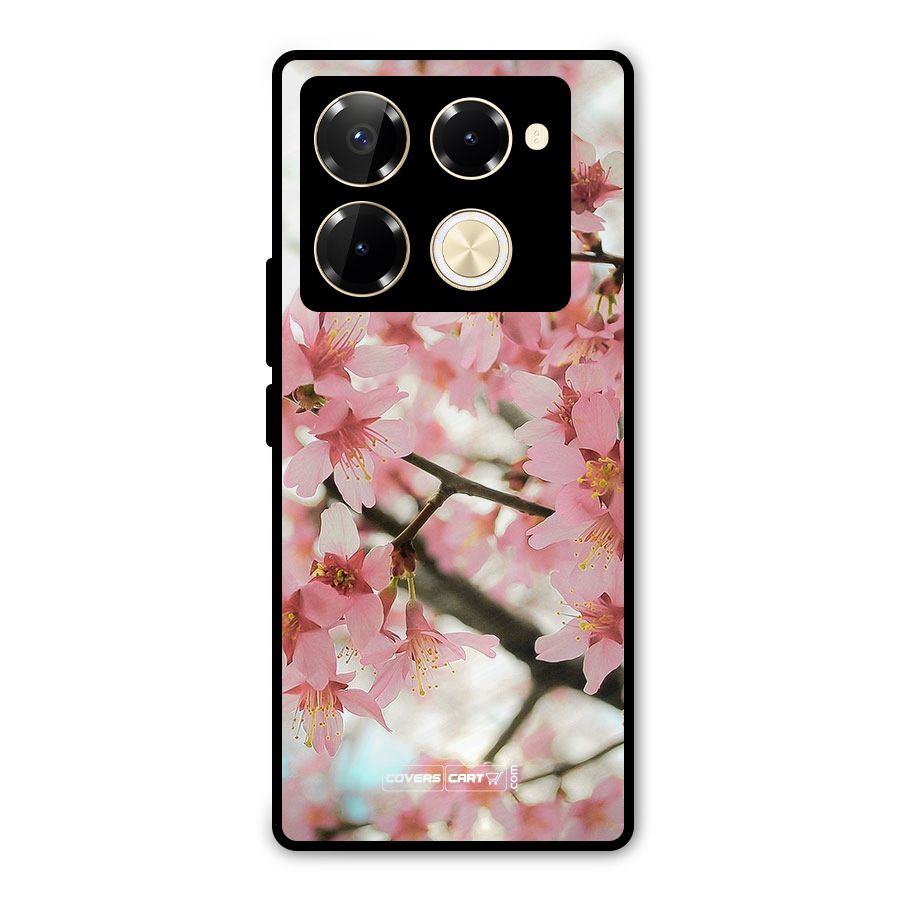 Peach Floral Metal Back Case for Infinix Note 40 Pro Plus