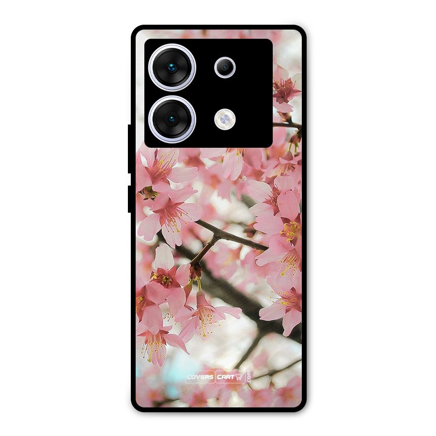 Peach Floral Metal Back Case for Infinix Zero 30 5G