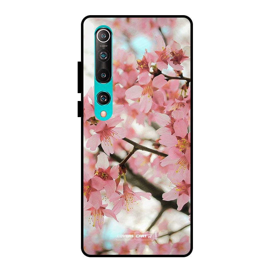 Peach Floral Metal Back Case for Mi 10