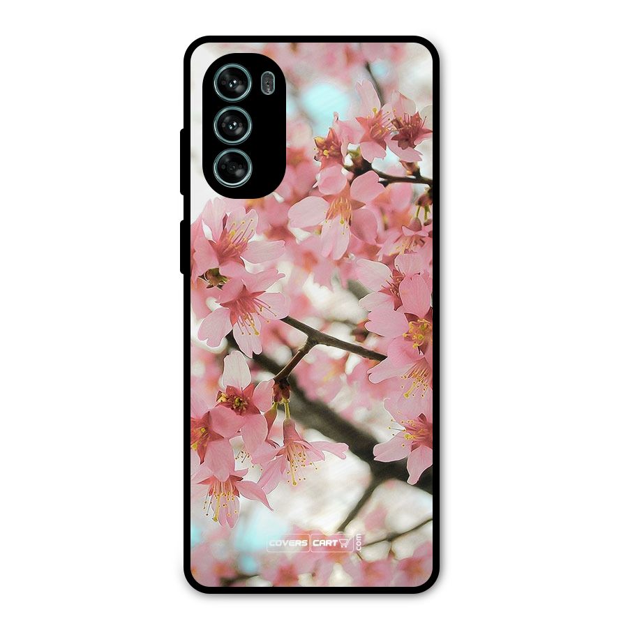 Peach Floral Metal Back Case for Moto G62