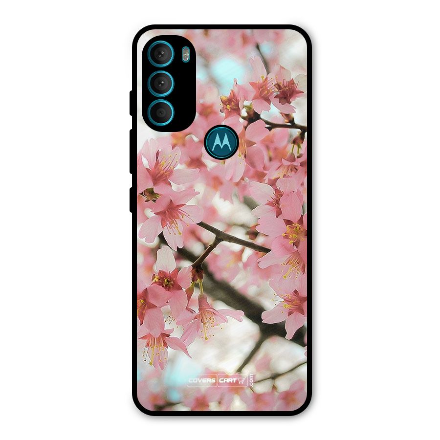 Peach Floral Metal Back Case for Moto G71 5G