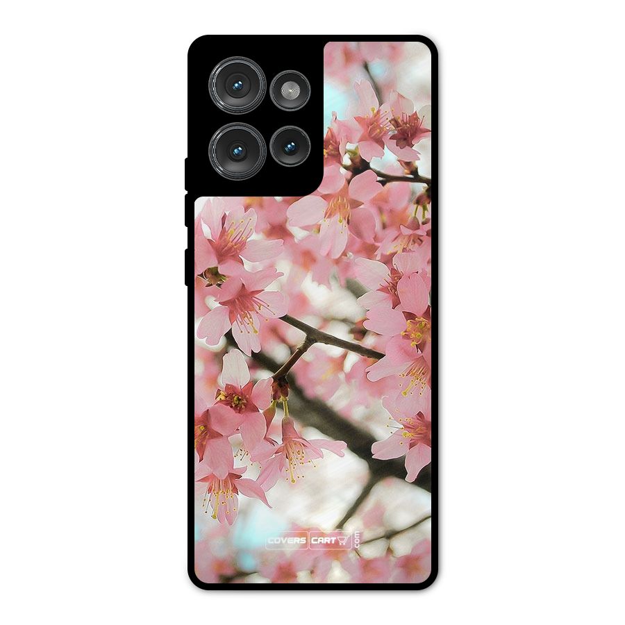 Peach Floral Metal Back Case for Motorola Edge 50
