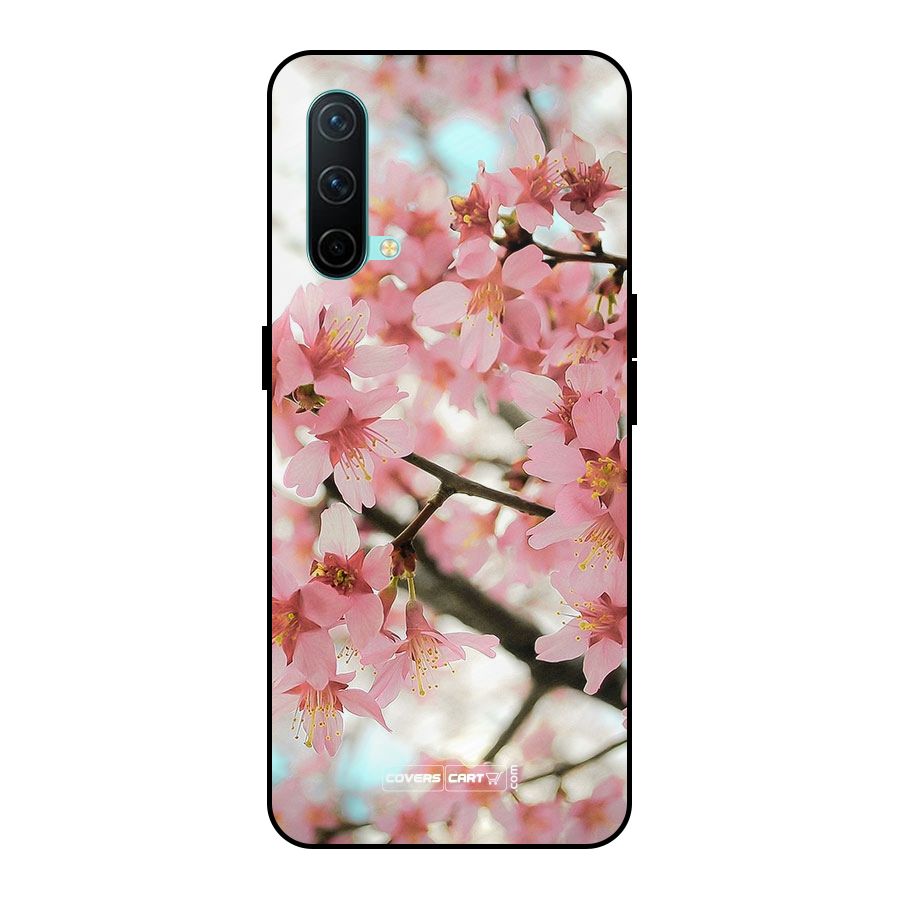 Peach Floral Metal Back Case for OnePlus Nord CE 5G