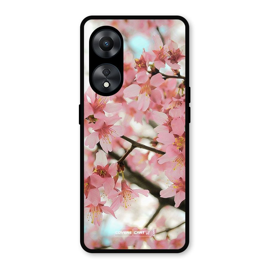 Peach Floral Metal Back Case for Oppo A78