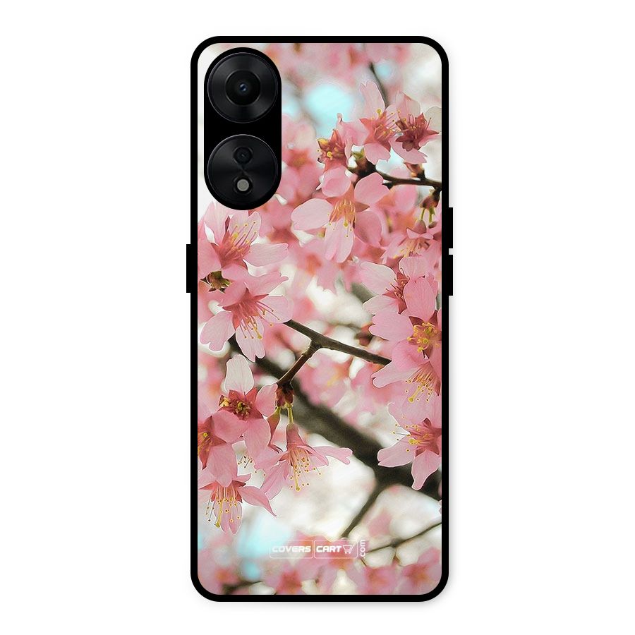 Peach Floral Metal Back Case for Oppo A78 5G