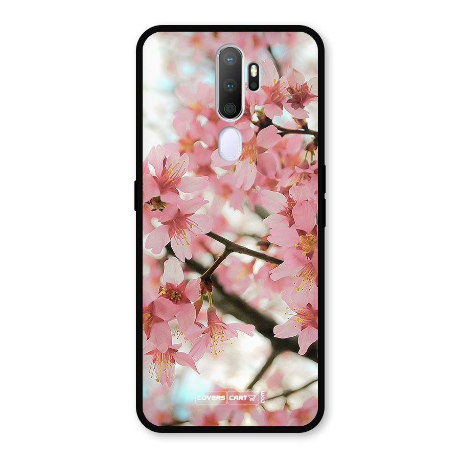 Peach Floral Metal Back Case for Oppo A9 (2020)