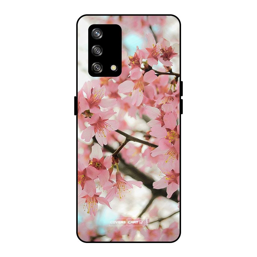 Peach Floral Metal Back Case for Oppo F19