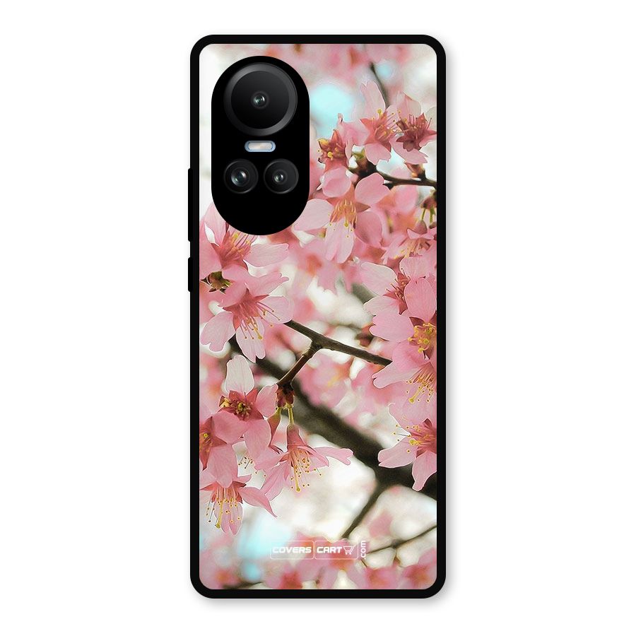 Peach Floral Metal Back Case for Oppo Reno10