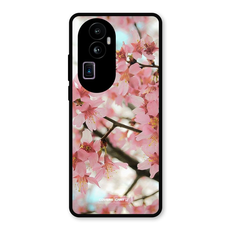 Peach Floral Metal Back Case for Oppo Reno10 Pro Plus