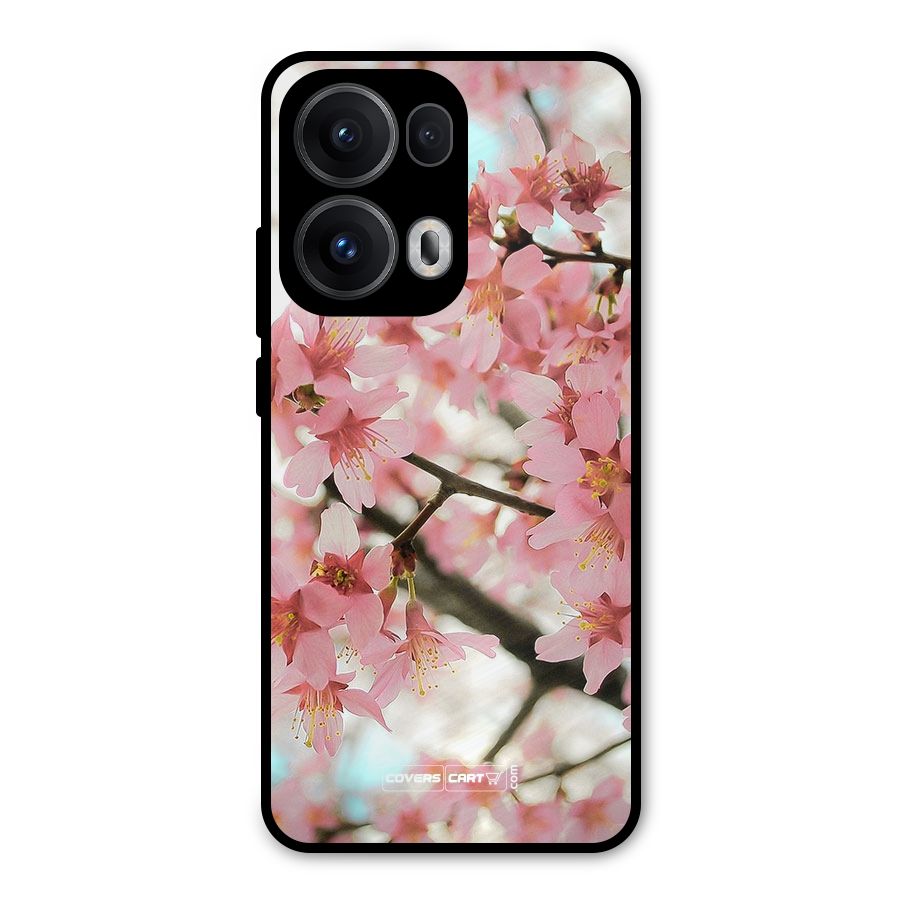 Peach Floral Metal Back Case for Oppo Reno13 Pro